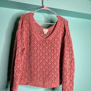 Nicole Miller Coral V-Neck Sweater